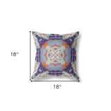 18"x18" Grey Blues and Orange Zip Broadcloth Geometric Throw Pillow