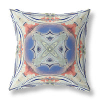 16"x16" Cream Peach Evening Blue Zippered Broadcloth Geometric Throw Pillow