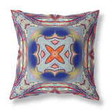 16"x16" Gray Red Orange Midnight Blue Zippered Broadcloth Geometric Throw Pillow