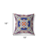18"x18" Gray Red Orange Midnight Blue Zippered Broadcloth Geometric Throw Pillow