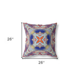 18"x18" Gray Red Orange Midnight Blue Zippered Broadcloth Geometric Throw Pillow