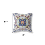 16"x16" Grey Brown Indigo Zippered Broadcloth Geometric Throw Pillow