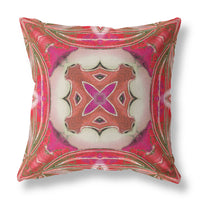 16"x16" Hot Pink Gray Zippered Broadcloth Geometric Throw Pillow