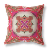 16"x16" Hot Pink Gray Zippered Broadcloth Geometric Throw Pillow