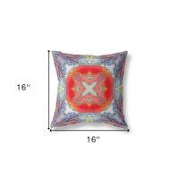 16"x16" Muted Blue Hot Orange Zippered Broadcloth Geometric Throw Pillow