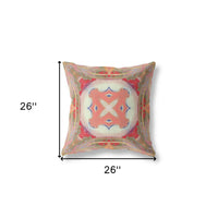 18"x18" Muted Green Pink Peach Red Zippered Broadcloth Geometric Throw Pillow