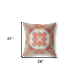 18"x18" Muted Green Pink Peach Red Zippered Broadcloth Geometric Throw Pillow