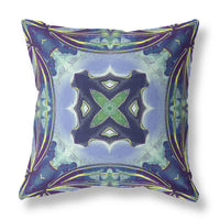 16"x16" Peacock Blue Light Blue Zippered Broadcloth Geometric Throw Pillow