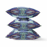 16"x16" Peacock Blue Light Blue Zippered Broadcloth Geometric Throw Pillow