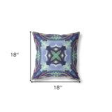 18"x18" Peacock Blue Light Blue Zippered Broadcloth Geometric Throw Pillow