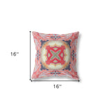 16"x16" Pink Peach Red Zippered Broadcloth Geometric Throw Pillow