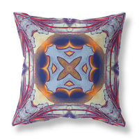 18"x18" Purple Peach Indigo Muted Yellow Zippered Broadcloth Geometric Throw Pillow