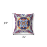 18"x18" Purple Peach Indigo Muted Yellow Zippered Broadcloth Geometric Throw Pillow
