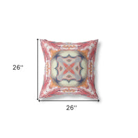 18"x18" Rustic Red Orange Zippered Broadcloth Geometric Throw Pillow