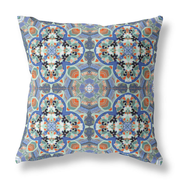 16? Blue Orange Cloverleaf Indoor Outdoor Zippered Throw Pillow