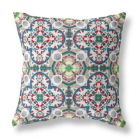 18? Green White Cloverleaf Indoor Outdoor Zippered Throw Pillow