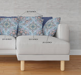 18? Pale Blue Pink Medallion Zippered Suede Throw Pillow