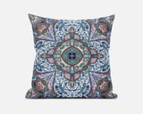 18? Pale Blue Pink Medallion Zippered Suede Throw Pillow