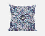 16? Blue Gray Floral Boho Zippered Suede Throw Pillow