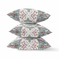 16? Cream Pink Boho Flower Zippered Suede Throw Pillow