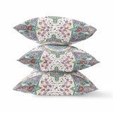 16? Cream Pink Boho Flower Zippered Suede Throw Pillow