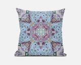 16? Blue Magenta Boho Floral Zippered Suede Throw Pillow