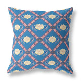 18"x18" Blue Yellow Pink Zippered Suede Geometric Throw Pillow