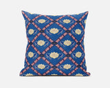 18"x18" Blue Yellow Pink Zippered Suede Geometric Throw Pillow