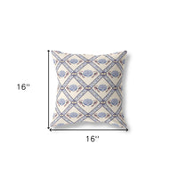16"x16" Cream Gray Brown Zippered Suede Geometric Throw Pillow