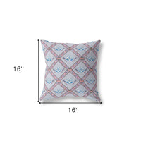 16"x16" Gray Blue Pink Zippered Suede Geometric Throw Pillow