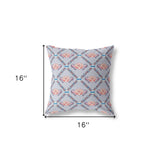 16"x16" Gray Red Blue Zippered Suede Geometric Throw Pillow
