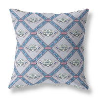 16"x16" Gray Sea Blue Pink Zippered Suede Geometric Throw Pillow