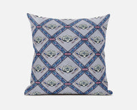 16"x16" Gray Sea Blue Pink Zippered Suede Geometric Throw Pillow