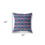 18"x18" Indigo Pink Zippered Suede Geometric Throw Pillow
