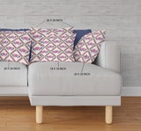 18"x18" Pink Blue White Zippered Suede Geometric Throw Pillow