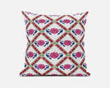 18"x18" Pink Blue White Zippered Suede Geometric Throw Pillow