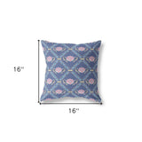 16"x16" Purple Blue Pink Zippered Suede Geometric Throw Pillow