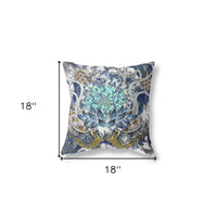 18"x18" Blue White Green Zippered Suede Geometric Throw Pillow