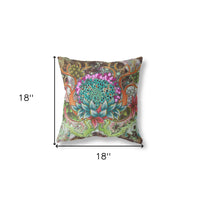 18"x18" Green Pink Blue Zippered Suede Geometric Throw Pillow