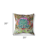 18"x18" Green Pink Blue Zippered Suede Geometric Throw Pillow