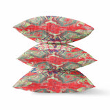 16"x16" Red Green Zippered Suede Geometric Throw Pillow