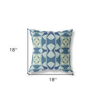 18"x18" Blue Green Cream Zippered Suede Geometric Throw Pillow