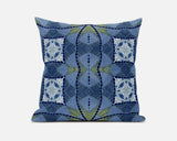 16"x16" Muted Blue Yellow Zippered Suede Geometric Throw Pillow