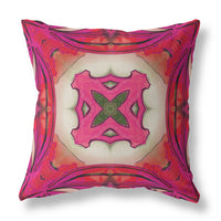 16"x16" Hot Pink Zippered Suede Geometric Throw Pillow