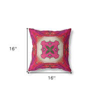 16"x16" Hot Pink Zippered Suede Geometric Throw Pillow
