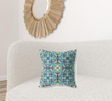 18? Aqua Indigo Cloverleaf Boho Zippered Suede Throw Pillow