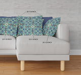 18? Aqua Indigo Cloverleaf Boho Zippered Suede Throw Pillow