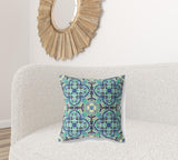 18? Aqua Indigo Cloverleaf Boho Zippered Suede Throw Pillow
