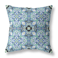 16? Sapphire White Cloverleaf Boho Zippered Suede Throw Pillow
