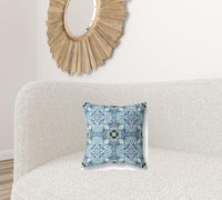 16? Sapphire White Cloverleaf Boho Zippered Suede Throw Pillow